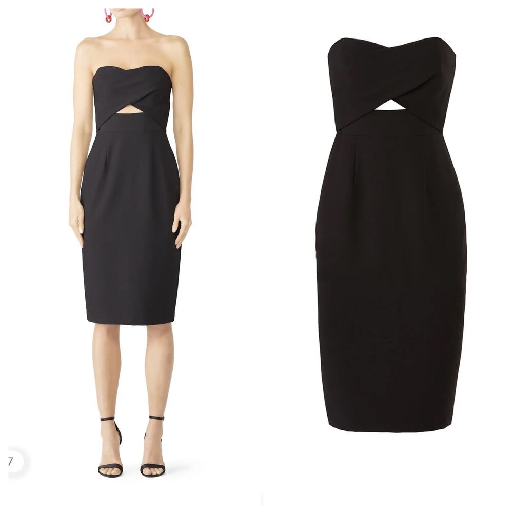 Black Halo Eve Mini Dress Peekaboo Cutout Black Strapless Sheath